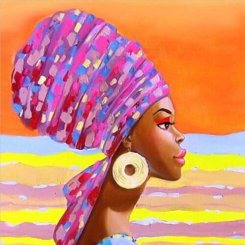 New style 2020 Diamond Painting Full Square Drill African style Diamond Painting Rhinestone Embroidery Cross Stitch pebble round