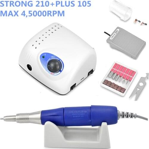 Authent 65W 35000RPM Electric Nail Drill Machine Strong 210 plus 105 Model Manicure Pedicure Nail File Bit Nail Art Equipment