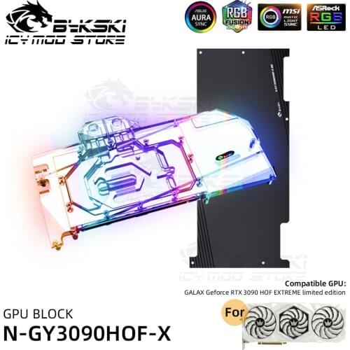Bykski GPU Water Blocks for GALAX Geforce RTX 3090 HOF EXTREME ARGB VGA Block Water Cooling Video Cards Blocks N-GY3090HOF-X