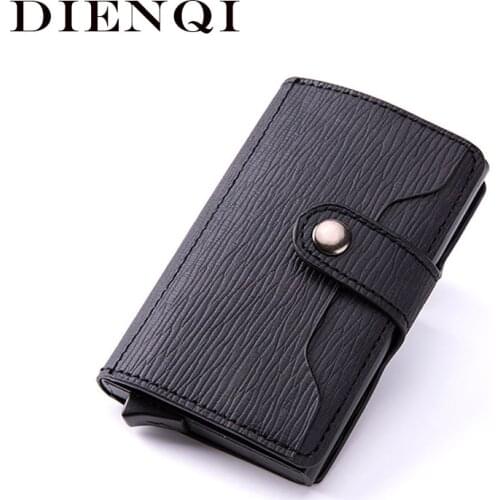 DIENQI Slim Smart Men Wallets Rfid Carbon Fiber Black Wallet Small Male Mini Purse Card Coin Holder Walet Money Bag Carteras