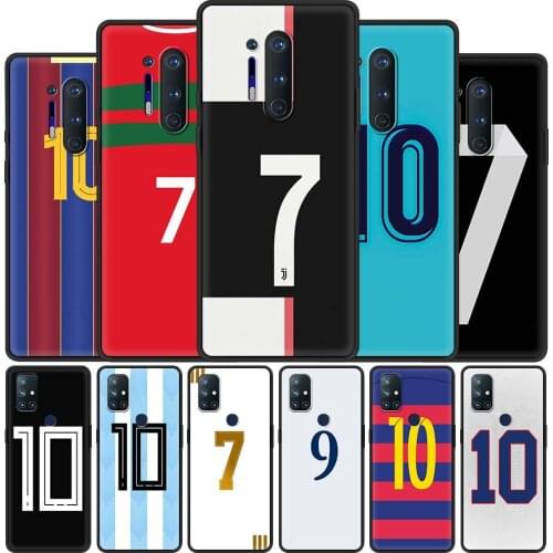 For OnePlus 8 Nord 7Pro Case For One Plus Z N10 5G 8T 7 Pro n100 7T 6T Full Protection Soft Phone Cover FootBall Number 7 Shell