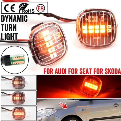 For Skoda Fabia Octavia Mk1 Mk2 Roomster Rapid NH3 LED Dynamic Turn Signal Side Marker Light Repeater Lamp Sequential Indicator
