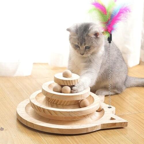 Move Mouse for Cat Toy Interactive Solid Wood Turntable Funny Pets Accessories for Cat Stick Scratcher Toys for Cats Supplies