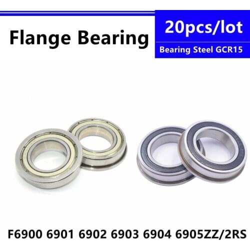 20pcs/lot Flanged bearing F 6900 6901 6902 6903 6904 6905 -ZZ -2RS flange deep groove ball bearing