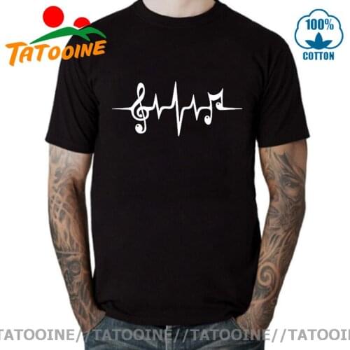 Tatooine Music Pulse Heartbeat Notes Clef Frequency Wave Sound Festival T Shirt Men Summer Fashion Tops Cool Tees Cotton T-shirt
