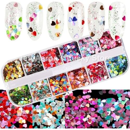 12 color holographic glitter nail powder sequins for nail art decorations dipping powder fake nails accessoires acrylic nail kit