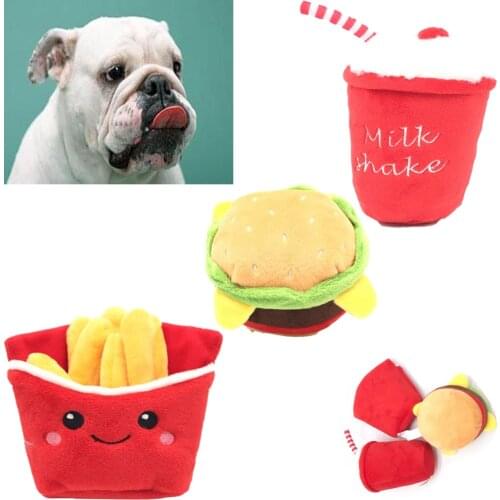 Pets Dogs Toy Plush Toy Drumstick Hamburger French Fries Squeak Toys Squeaker Kong Pet Puppy Toys For Dogs Cats Honden Speelgoed