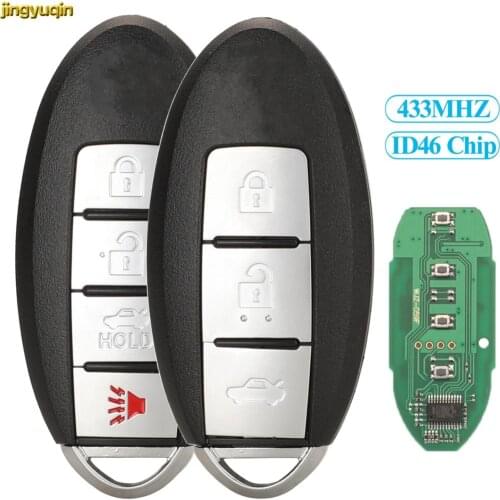 Jingyuqin 5pcs Remote Car Key Fob Control 433MHZ ID46 PCF7952 For Nissan Bluebird Sylphy Sentra 2014 Smart Case 3/4 Buttons