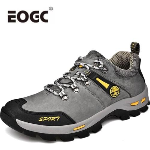 Quality Men Casual Shoes Natural Leather Shoes Men Autumn Wear-resistant Couples Hiking Shoe Large Size Comfort Walking Shoes