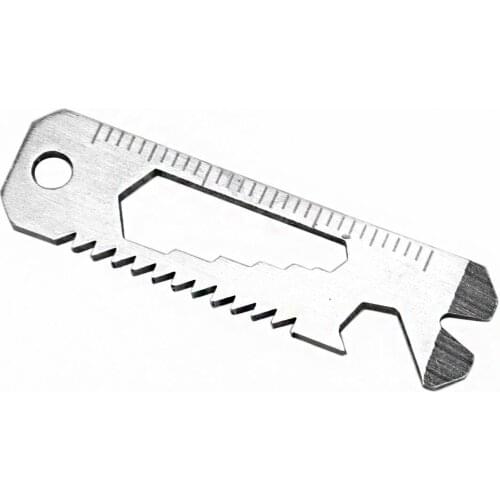 6 in 1 EDC Pocket Survival Tool Camping Screwdriver Bottle Opener Ruler Saw Keychain Outdoor Tools for Hiking Fishing