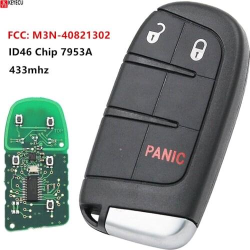 KEYECU 433MHz ID46 Chip M3N-40821302 Replacement 3 Button Smart Remote Key Fob for Dodge Journey 2011-2019 Durango Dart 2013-16