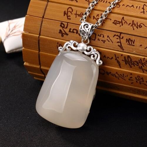 2018 Top Fashion Sale Agate S990, Peacock, Peacock Cloud, Chalcedony, Agate, Long Silver, Chain, Sweater Pendant Wholesale