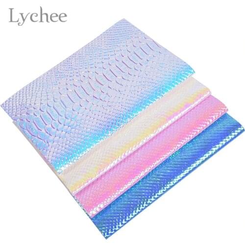 Lychee 29x21cm A4 Iridescent Crocodile Grain PU Fabric High Quality Sewing Synthetic Leather DIY Material For Handbag Garments