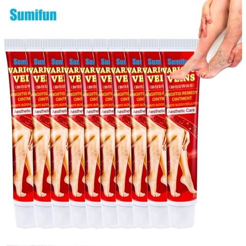 10Pcs Sumifun Varicose Vein Ointment Phlebitis Vasculitis Remove Thigh Spider Red Blood Thread Cream Pain Relief Medical Plaster