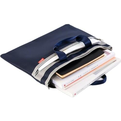 Fashion Canvas Portable Briefcase Double Zipper Document Bags Data Document Office Storage Briefcase Handbag High Capacity