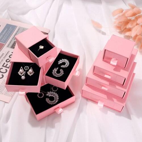 24pcs custom paper box size logo Personalized Drawer Cardboard Gift Box Paper Jewelry Box Small Packaging for Earrings Necklace