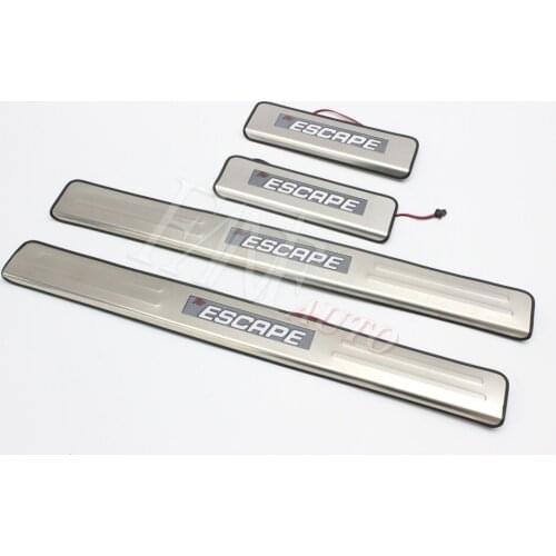 Stainless Steel Led Door Sill Scuff Plate Guard Protector Trim For Ford Escape 2012-2019