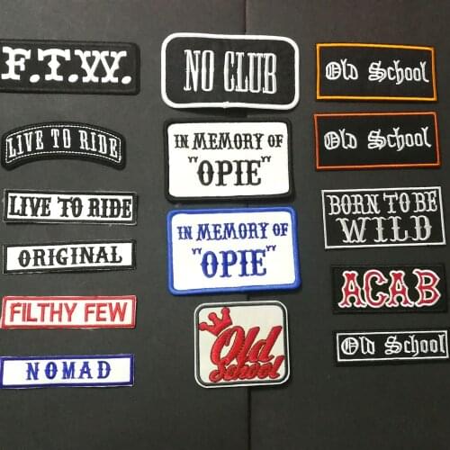 No Club Original PATCHES BADGES for BIKER VEST ACAB Old school PATCHES CLOTHING SHOES BADGES live to ride motorcycles patch
