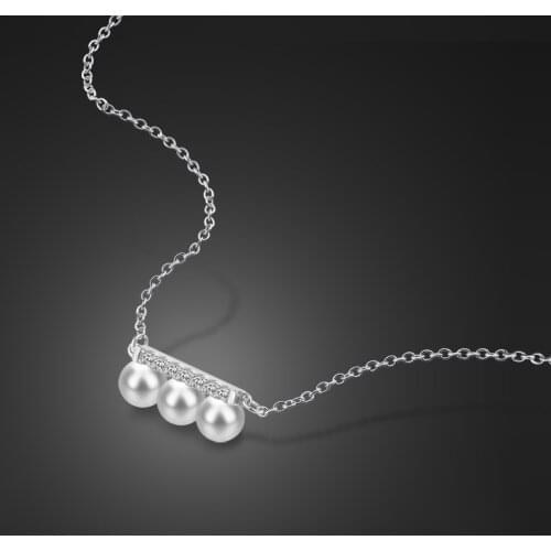 Fashion Pearl Necklace 100% 925 Sterling Silver Womens Jewelry Charm Rose Gold choker Lady Silver Accessories Gift