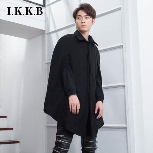 Long personality round hair coat, front short and back, coat, loose collar Cape, Cape, Cape, winter coat, fashionable man