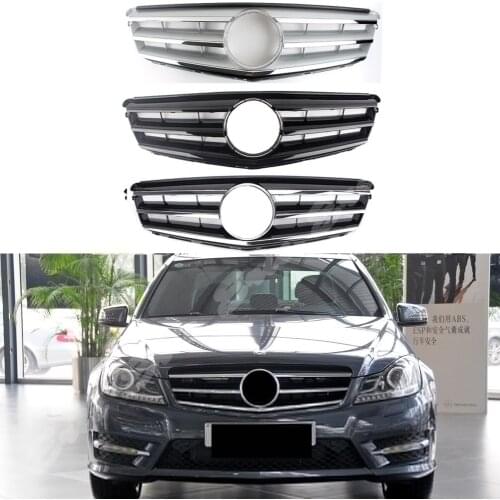 Front Racing Billet Bumper Grille Upper Facelift Grill For Mercedes-Benz W204 C Class 2008 2009 2010 2011 2012 2013 2014 AMG
