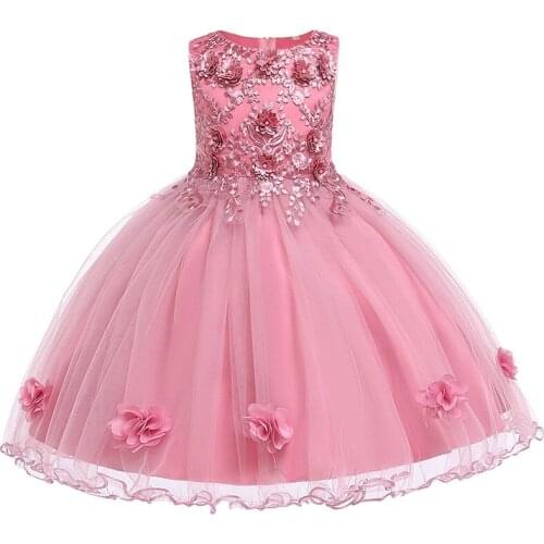 Children dresses for girls Flower Embroidery Kids Elegent Girls Princess Dresses For Wedding Evening Party Custumes Girl Clothes