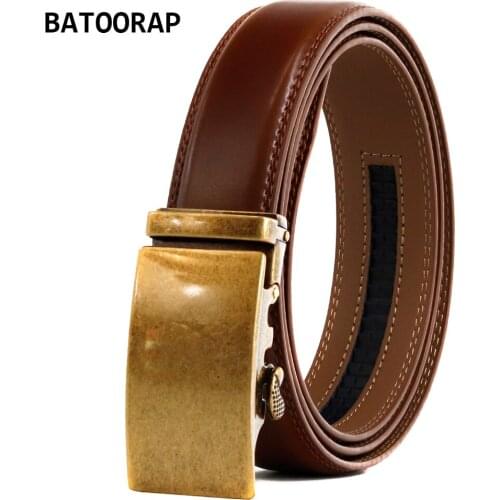 2021 Automatic Buckle Alloy Genuine Leather Belt High Quality Formal Trouser Strap Male Casual Brown Mens Belts TZP-210015