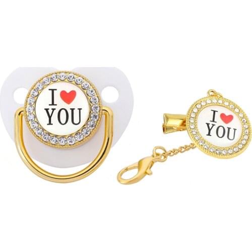 BLINGONLY I Love You Series White Dummies Soother Pacifier For Babies