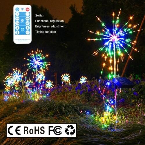 LED Solar Powered Outdoor Waterproof Colorful Copper Wire String Lights Firework Light For Garden Lawn Landscape Holiday Light