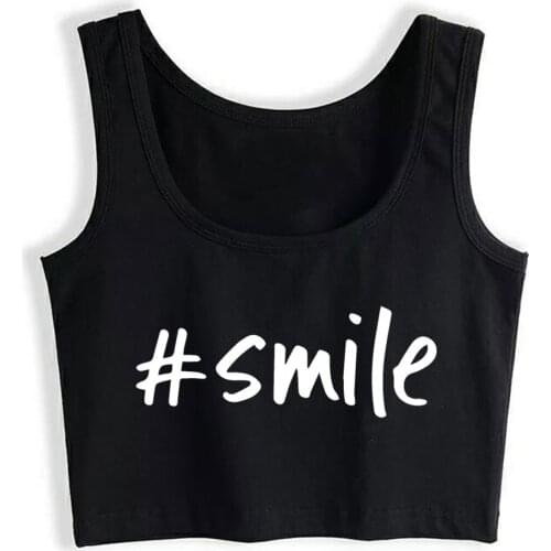 Crop Top Female #smile Design Vintage Print Tops Women