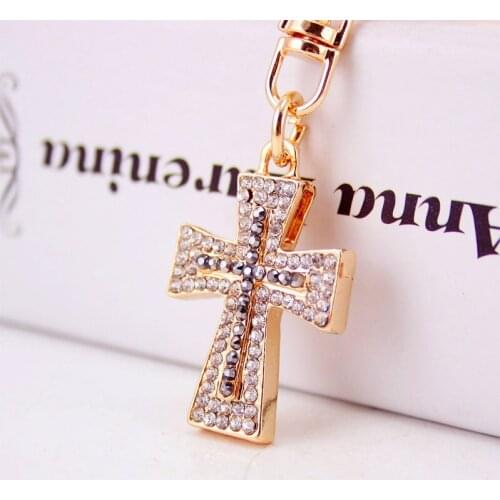 XDPQQ Jewelry Creative Fashion Colorful Crystal Cross Keychain New Product Car Pendant Keychain Keychain Packaging Pendant
