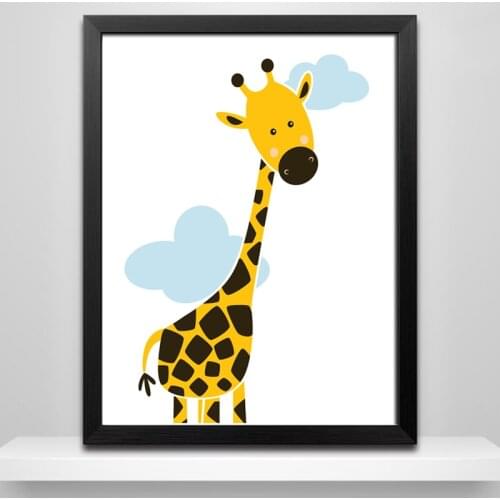 Yellow Lion Canvas Painting Baby Room Decor Cartoon Animals Art Poster Nordic Zebra Plakat Wall Pictures For Kids Room Unframed