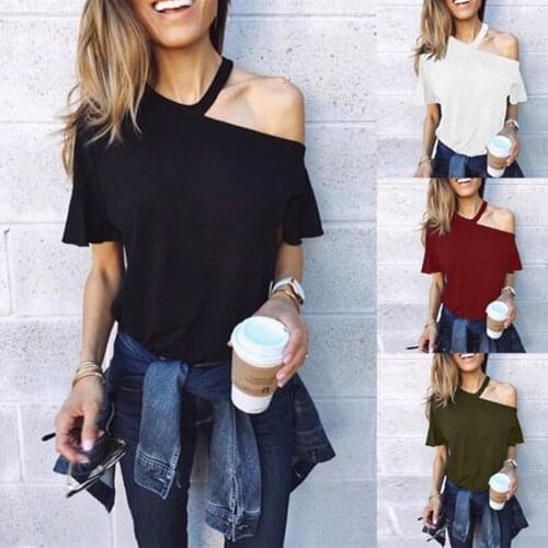 Woman Tshirts Fashion T-shirt Sexy Crop Top Black Off Shoulder Top Summer Plus Size Casual Sexi Clothes