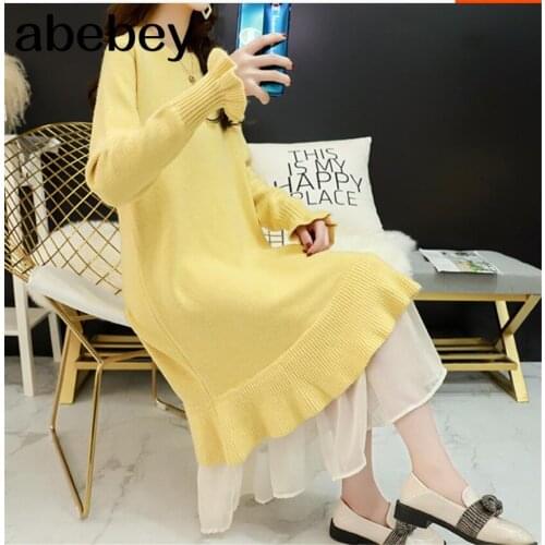 Women 2021 long knitted women dresses flare sleeved solid mesh patchwork lady elegant party dresses fashion outwear tops