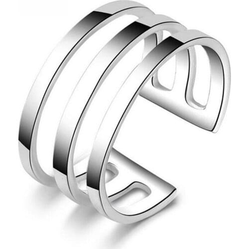 Send box hot S fashion ring light burst burst personality three round tide ladies adjustable size # 70