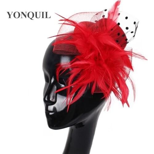 10 Colors Party Show Girl Mini Top Fascinator Hats Feather Decoration Headdress Bridal Hair Accessoires Chirdren Party Hat SYF38