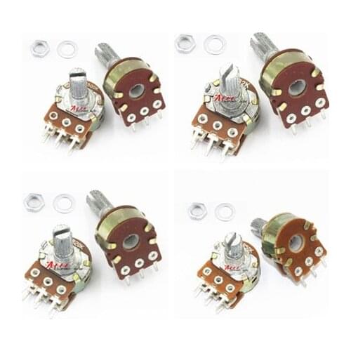 10pcs WH148 Linear Potentiometer 15mm Shaft With Nuts And Washers 3pin WH148 B1K B2K B5K B10K B20K B50K B100K B250K B500K B1M