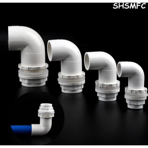 2-8pcs 20mm~50mm White PVC Pipe 90 Degree Elbow Connector Fittings Aquarium Fish Tank Connector Overflow Thread Water Supply