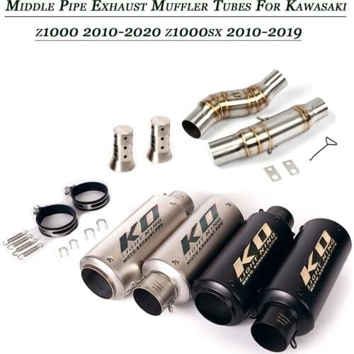 2xMiddle Link Pipe Exhaust Muffler Tubes Stainless Steel Motorcycle Set System Lossless installation For Kawasaki Z1000SX Z1000