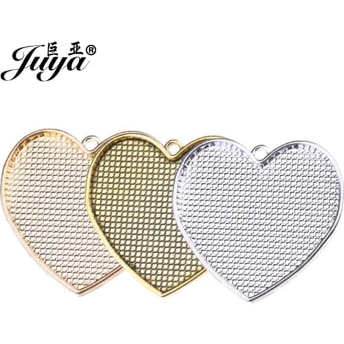 30PCS 40mm Big Heart Pendant Base Setting Cabochon Bezel Blank Alloy Tray For DIY Jewelry Making Necklaces Or keychains Finding