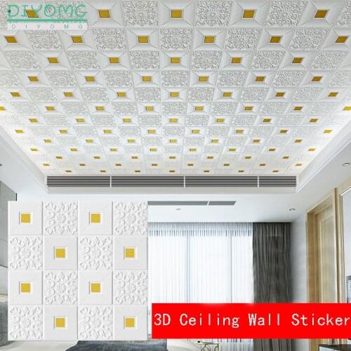 3D Roof Ceiling Wallpaper PVC Waterproof Self-adhesive Foam Wallpaper Living room Bedroom Roof Ceiling Contact Paper Decor Decal