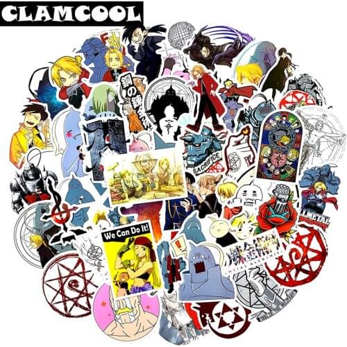 50Pcs Japanese Famous Animation Fullmetal Alchemist Sticker For Laptop Guitar Refrigerator PS4 Motorcycle Toy Decoration Sticker