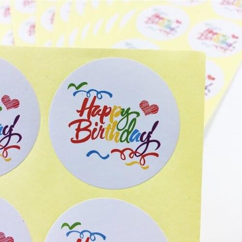 100 Pcs/lot New Rainbow Happy Birthday Round Kraft Seal Sticker/DIY Multifunction Self-adhesive Package Gift Packaging Labels