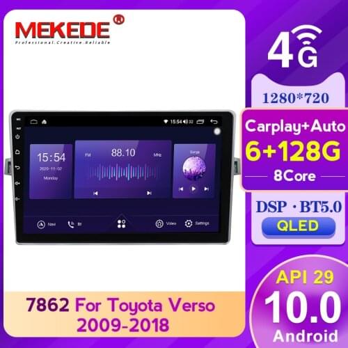 Top!6GB 128GB Carplay DSP Android 10.0 Car gps multimedia Player For Toyota Verso R20 2009-2018 with QLED screen 4GLTE BT5.0