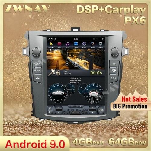 Tesla style Vertical screen Android 9.0 Car Multimedia Player For Toyota Corolla 2007-2013 GPS Navi audio radio stereo head unit