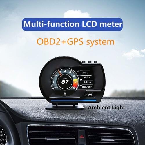 AP-6 10Hz Car Head Up Display Display LCD Rotating Digital Odometer Smart OBD2+GPS Smart HUD Gauge Water&Oil temp RPM Alarm 2021