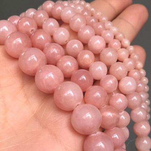 Natural Stone Light Pink Jades Beads Round High Quality Loose Spacer Beads For Jewelry Making DIY Bracelets 15Inch 4/6/8/10/12mm