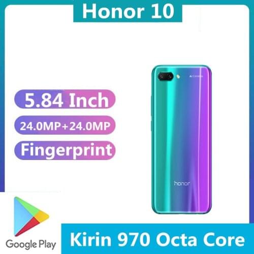DHL Fast Delivery Honor 10 4G LTE Android Phone 5.84" Full Screen Kirin 970 24.0MP Dual Sim Fingerprint Playstore GPS NFC