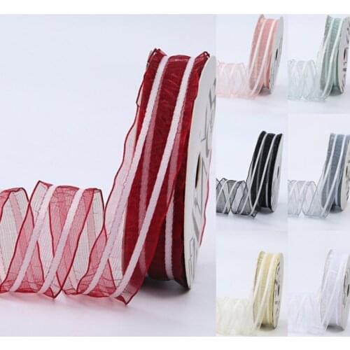 1 '25mm Stripe Tulle Ribbon 20 yards DIY Handmade Material Tiaras Bow Knot Gift Wrap Footwear Hat Accessories