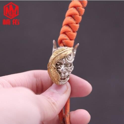 EDC Tools White Copper Leaf Half Cover Duke Lanyard Beads Paracord Keychain Tool 1PCS Pendant